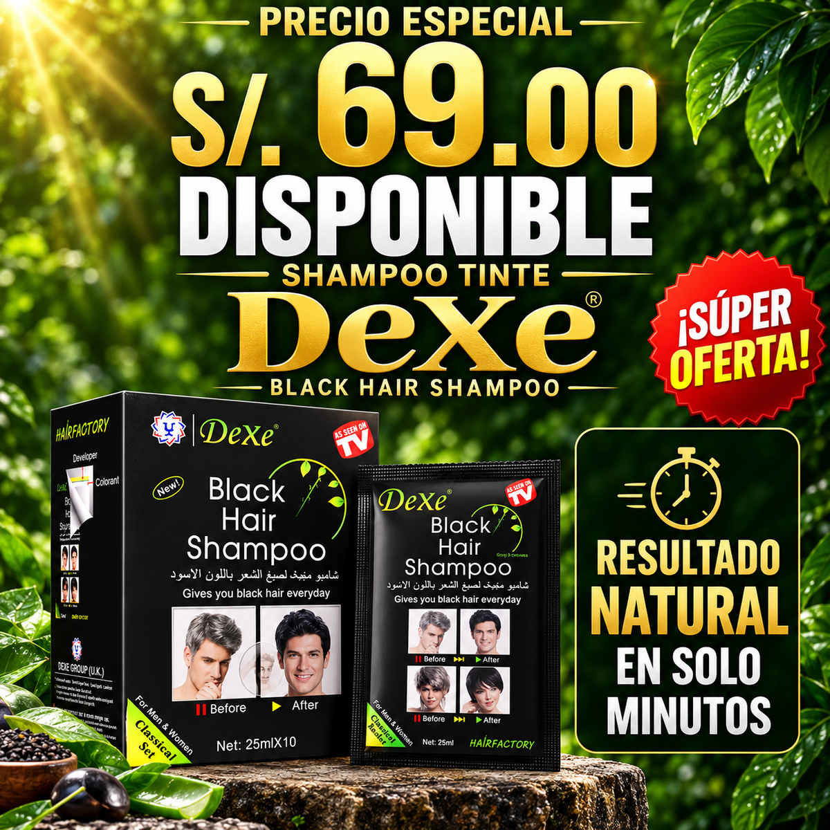 DeXe Black Hair™ – ¡Adiós Canas en Solo 5 Minutos!